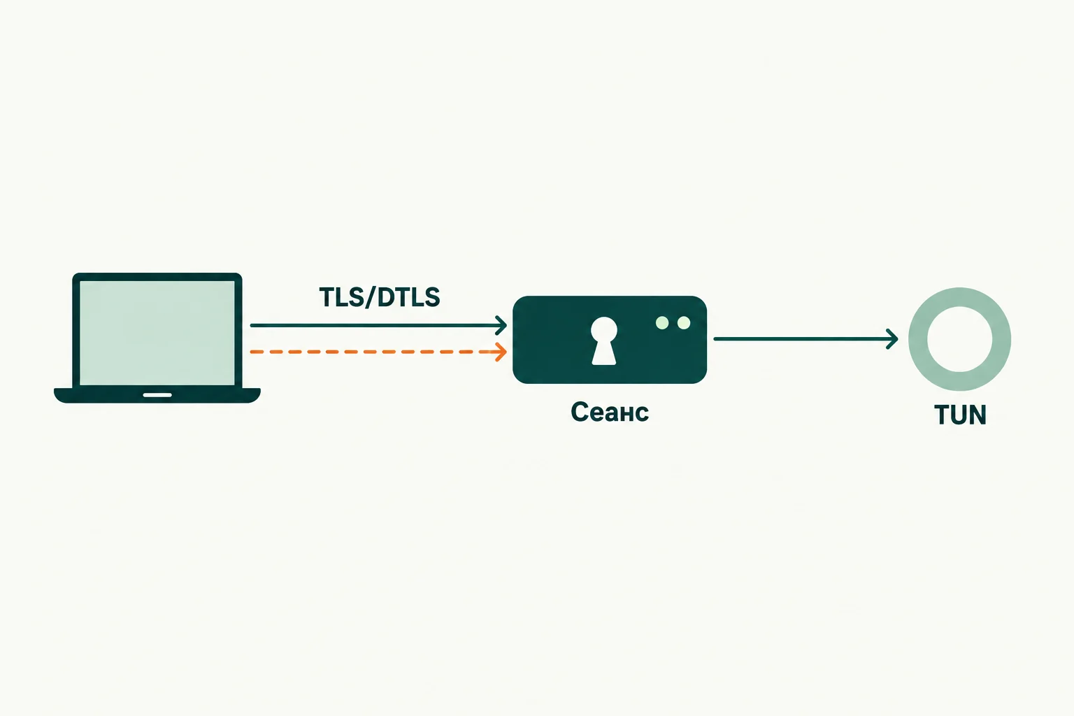 Концептуальная иллюстрация к обзору: ocserv: аутентифицированные TLS/DTLS VPN-сеансы и управление их жизненным циклом